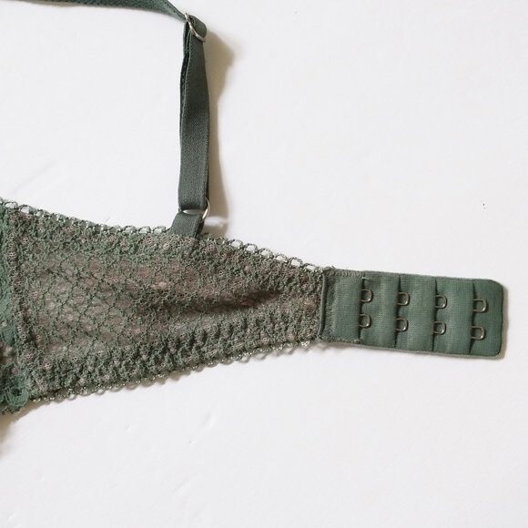 Victoria's Secret 32D Dream Angels Demi Push Up Bra Lacey Olive Green Lace - Picture 6 of 8